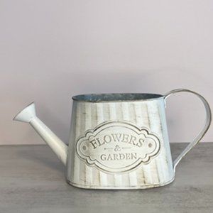 Decorative White Metal Watering Can